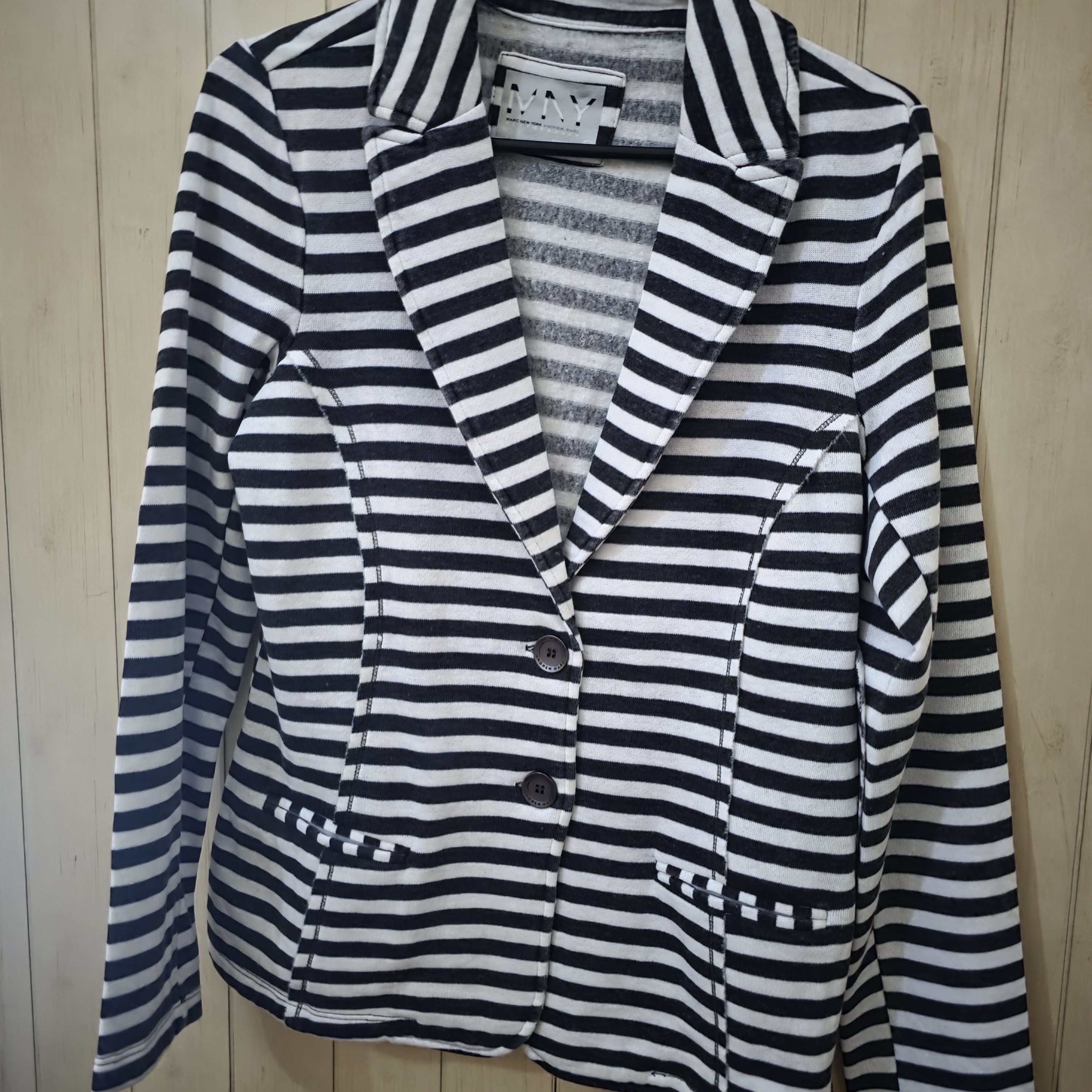 Marc New York Black And White Striped Blazer